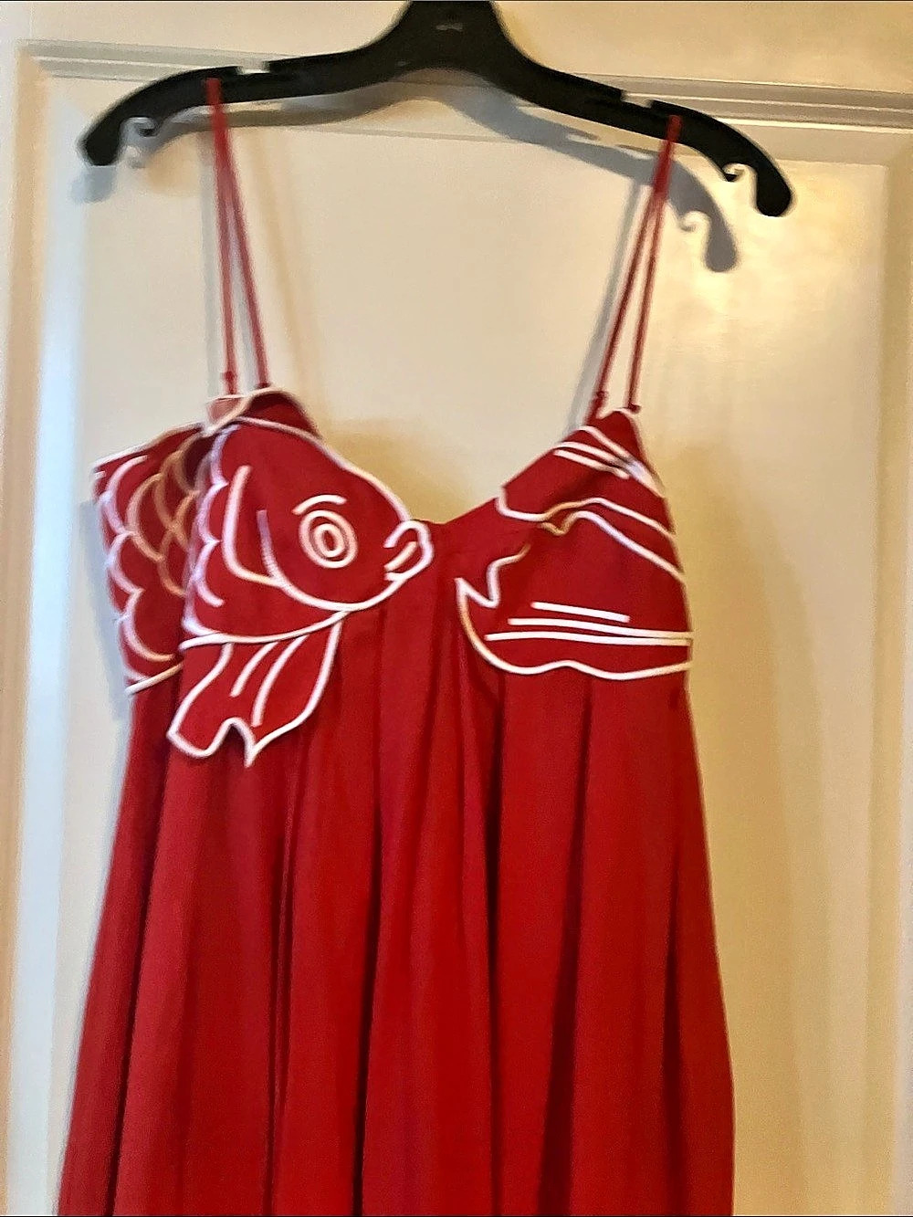 Farm Rio Red Fish Top Maxi Dress Red & White Small